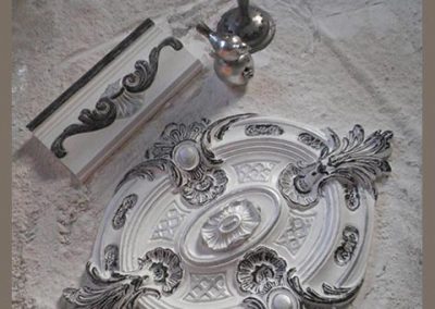 Rosace Eloïse Style baroque Peintures Black & Silver Finition vernis Effaydestyle