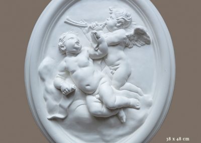 Anges Bas onton en staff(plâtre renforcé) Neuf 59X49cm Chérubins Déco - Décoration